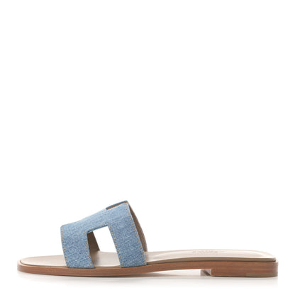 Hermes Denim Canvas Oran Sandals 36 Bleu Clair 1 of 9