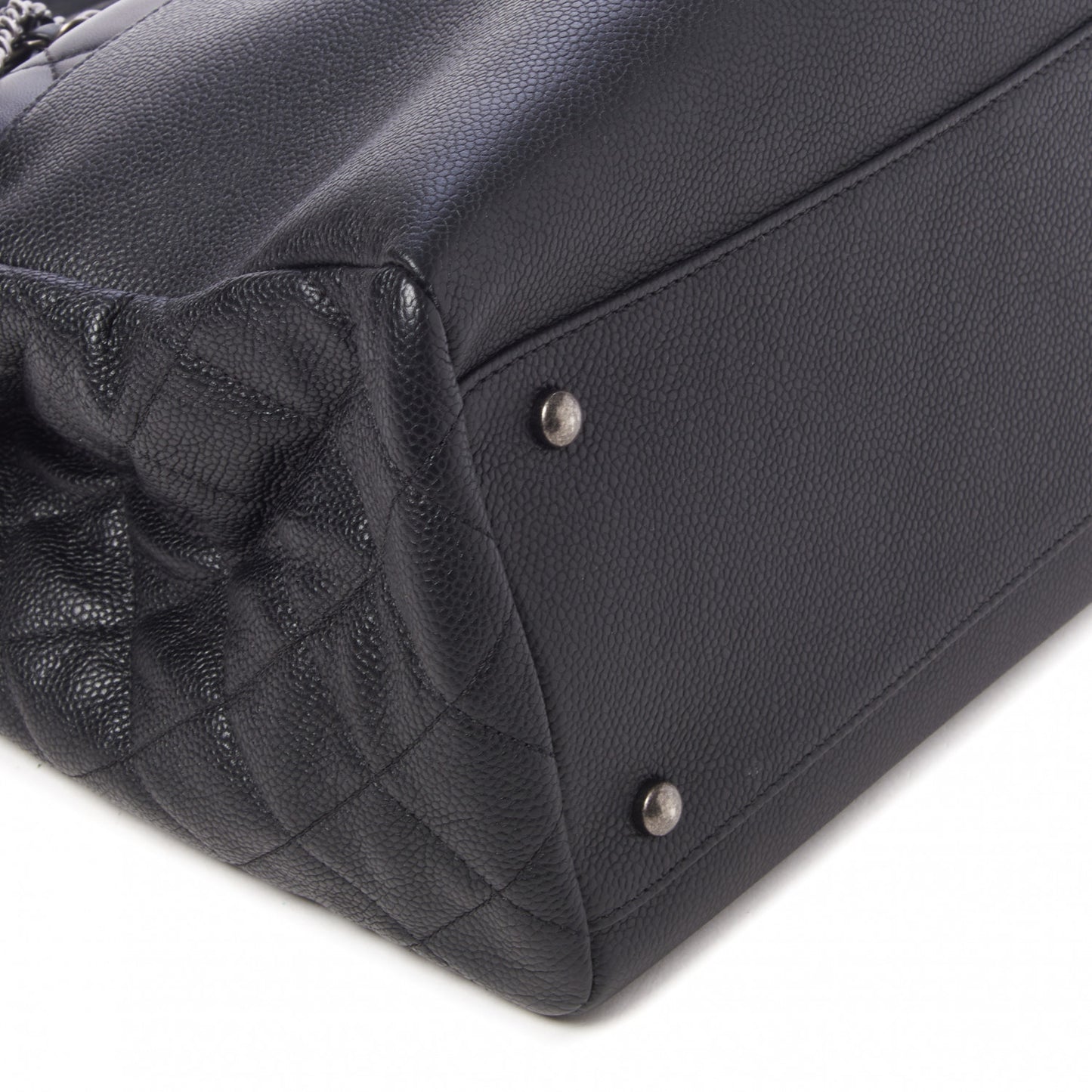 Caviar Lambskin Quilted Large Coco Break Shopping Bag Black