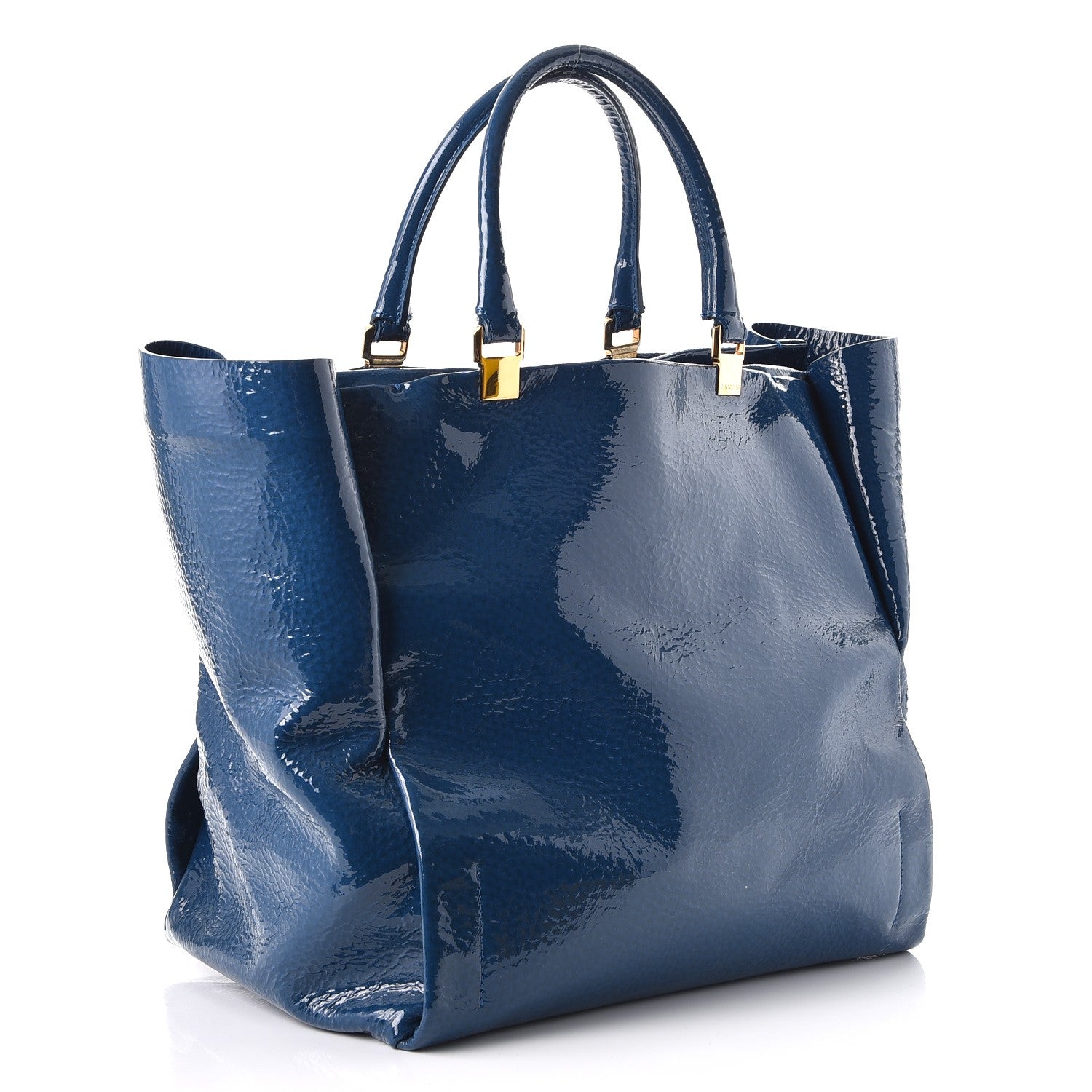 Lanvin Patent Calfskin Moonriver Tote Blue 3 of 7