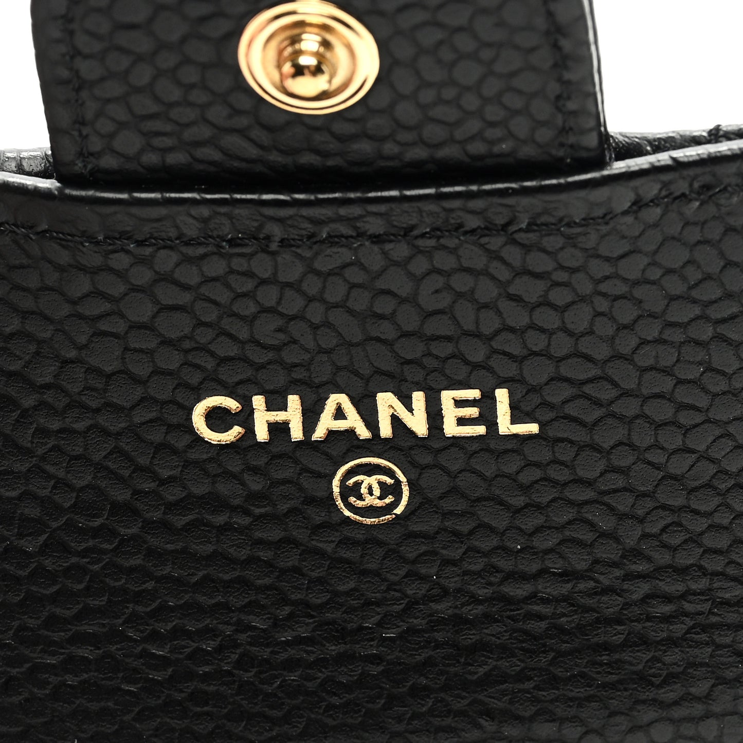 Caviar Quilted Flap Card Holder Wallet Black