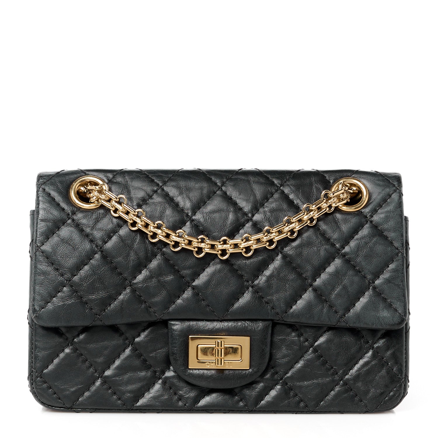 Chanel Aged Calfskin Quilted 2.55 Reissue Mini Flap Black 1 of 10