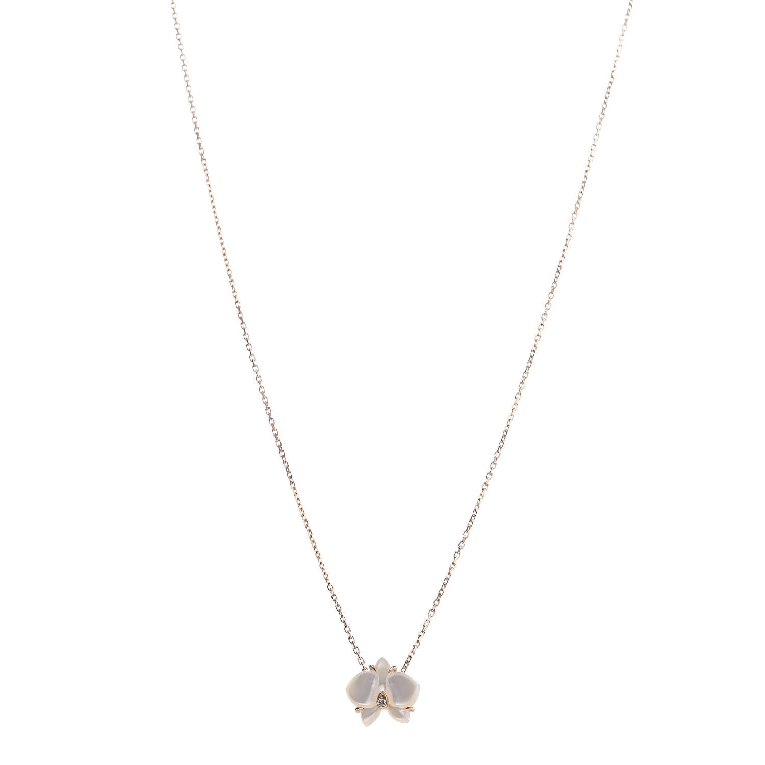 Cartier 18K Yellow Gold Mother Of Pearl Diamond Caresse D'Orchidees Par Necklace 1 of 7