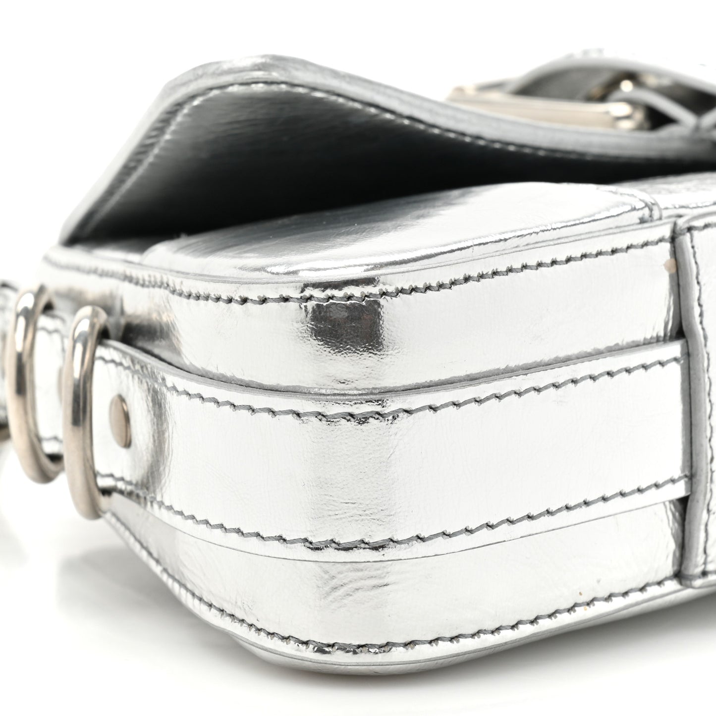 Smooth Metallic Calfskin Small Lindsay Shoulder Bag Silver