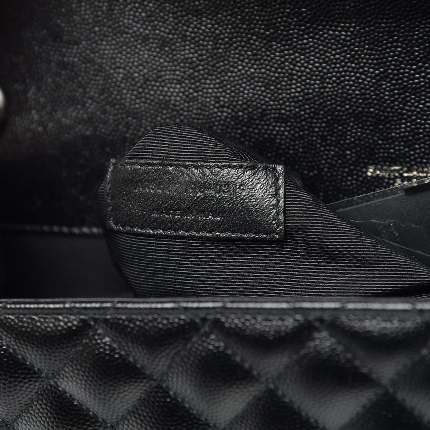 Grain De Poudre Textured Mixed Matelasse Large Triquilt Monogram Monochrome Satchel Black