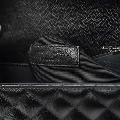 Saint Laurent Grain De Poudre Textured Mixed Matelasse Large Triquilt Monogram Monochrome Satchel Black 9 of 10