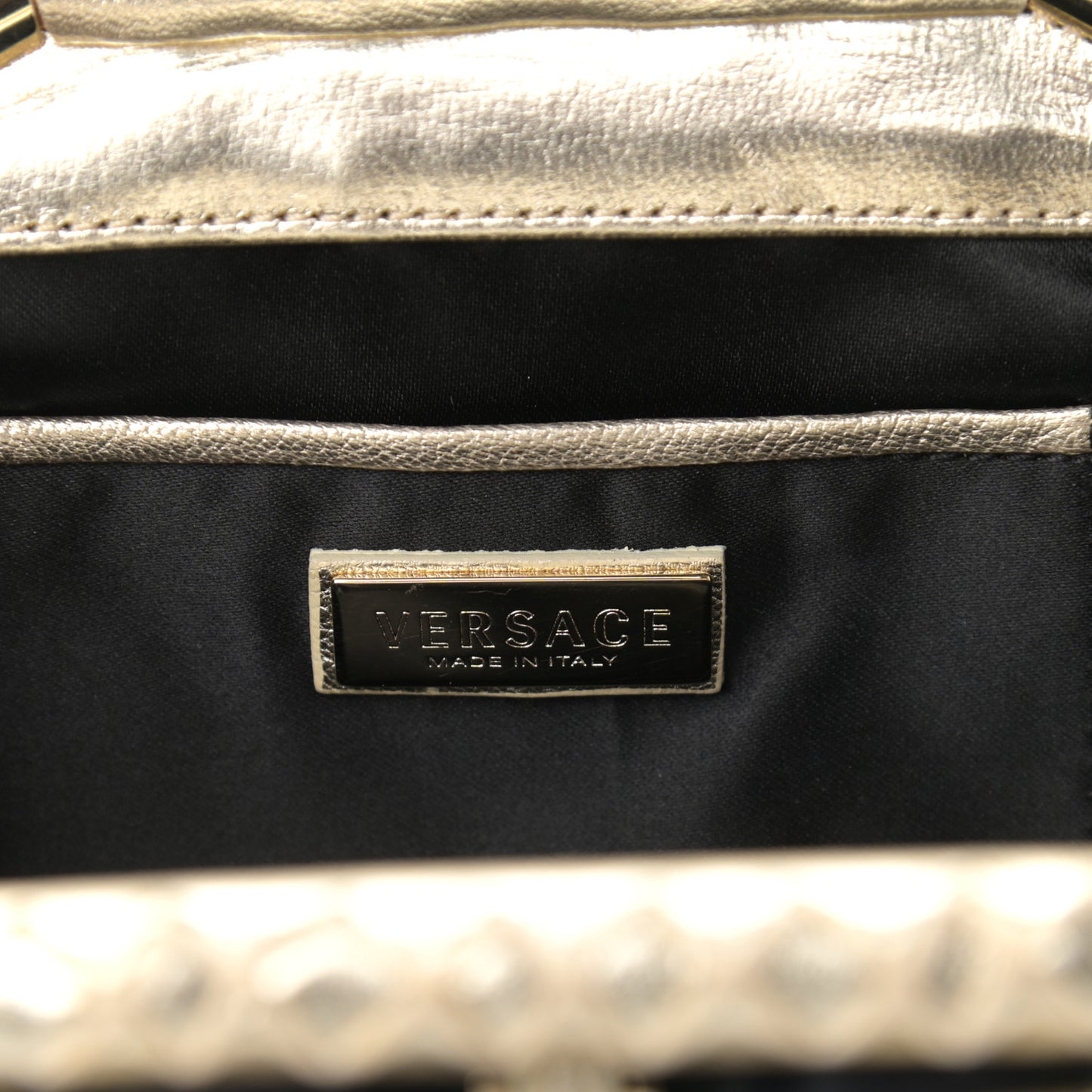 Calfskin Nylon Madonna Satchel Black Gold