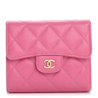 Chanel Caviar Quilted Compact Flap Wallet Pink 1 of 13