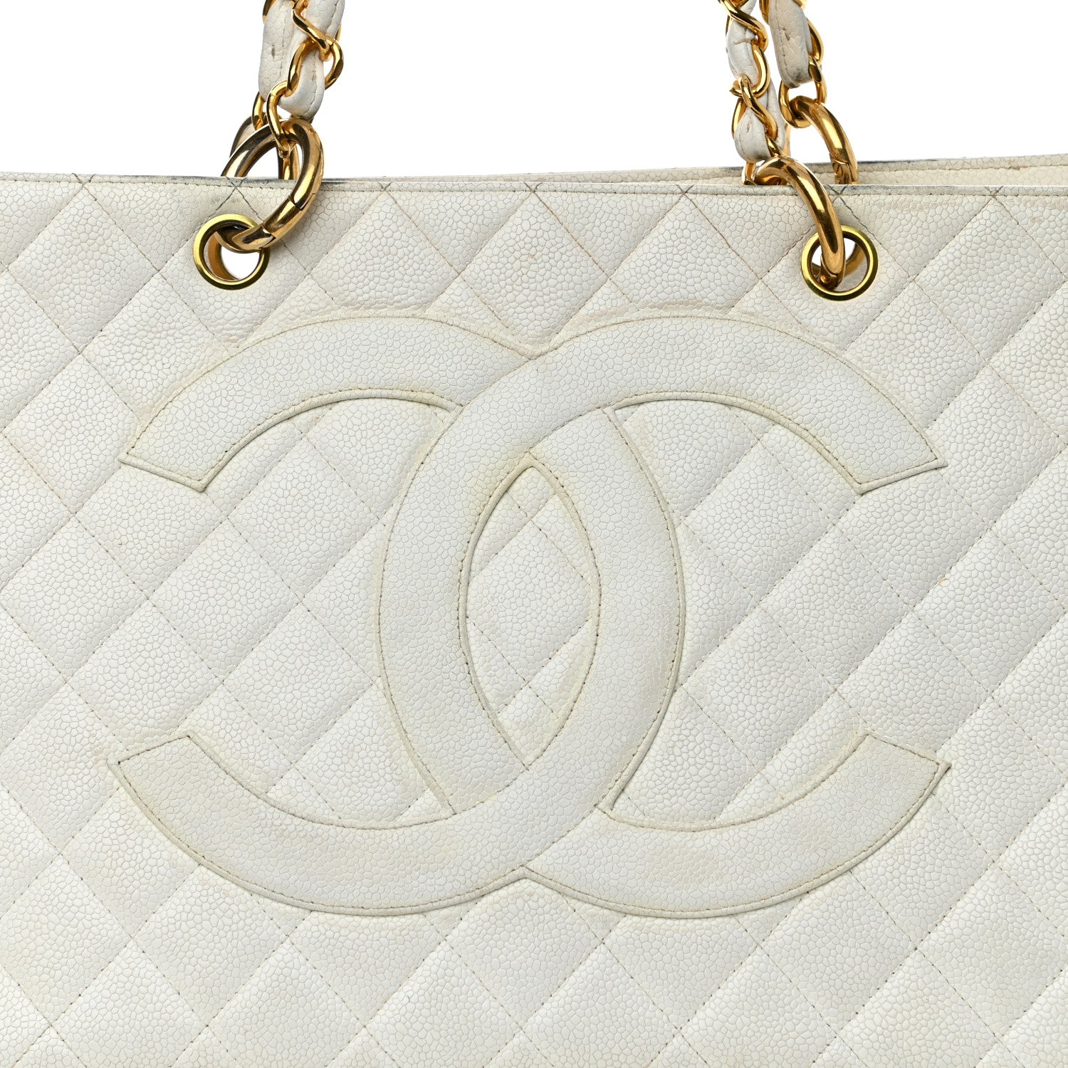 Chanel Caviar Quilted CC Tote White 9 of 16