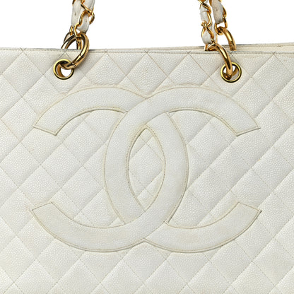 Chanel Caviar Quilted CC Tote White 9 of 16