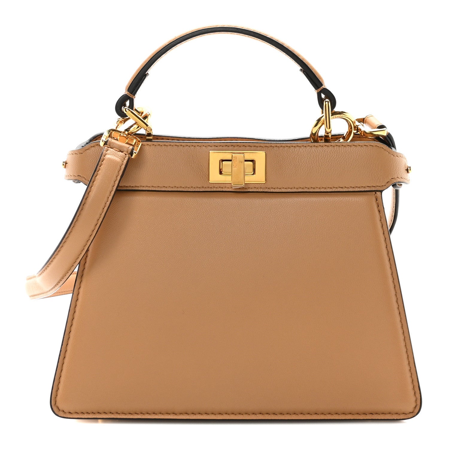Fendi Shiny Nappa Petite Peekaboo I SEE U Satchel Miele Scuro 1 of 9