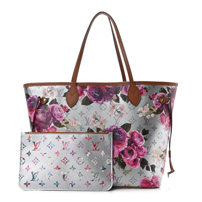 Louis Vuitton Metallic Monogram LV Garden Neverfull MM Silver 1 of 10