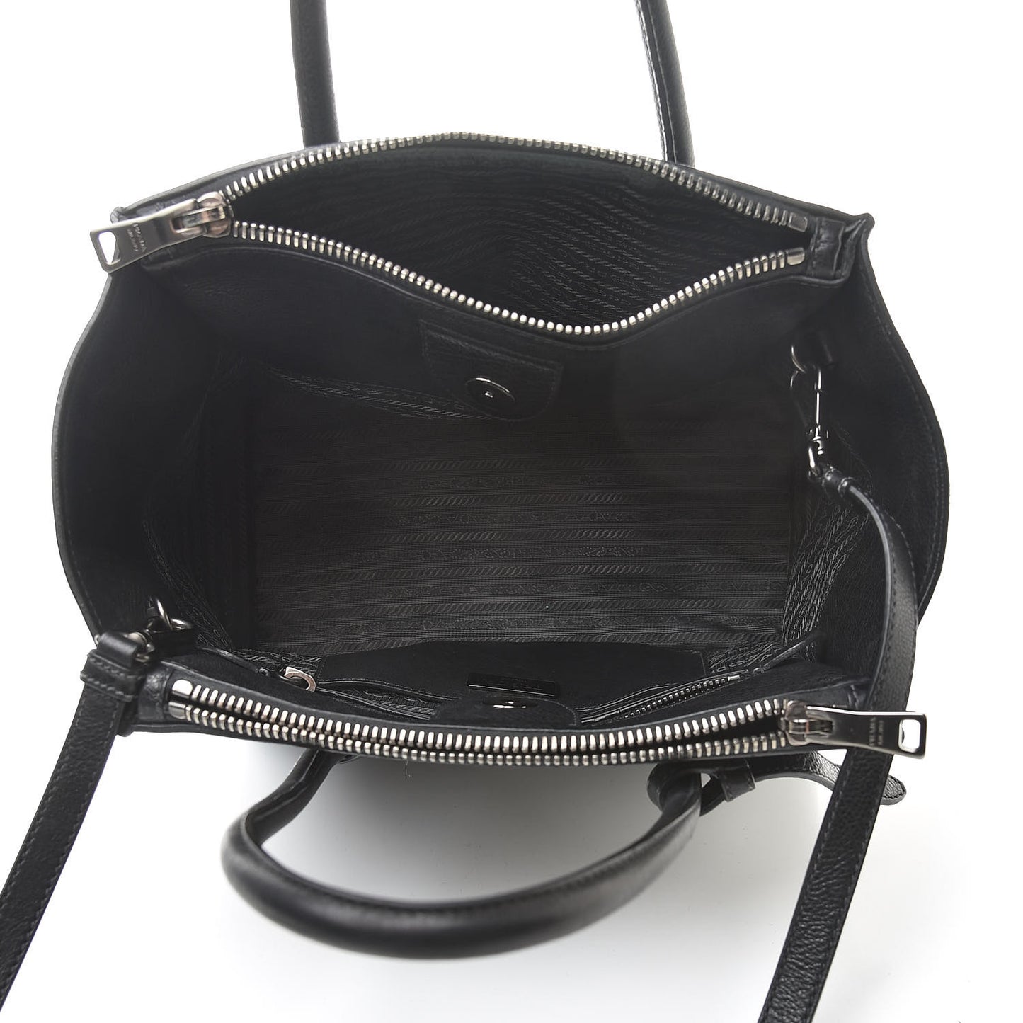 Glace Calf Small Twin Pocket Tote Black