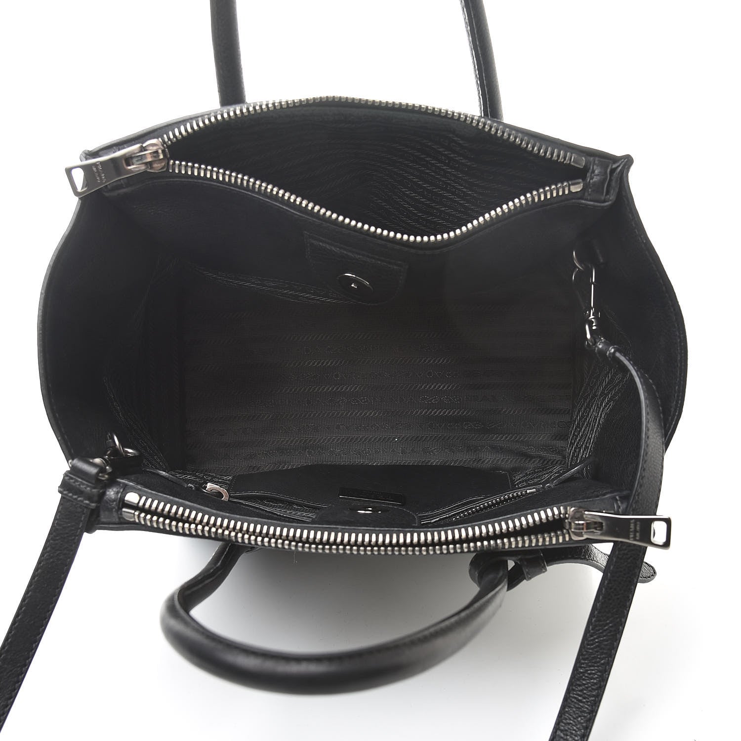 Prada Glace Calf Small Twin Pocket Tote Black 5 of 25