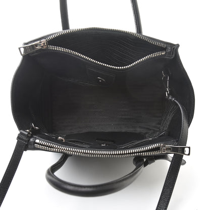 Prada Glace Calf Small Twin Pocket Tote Black 5 of 25