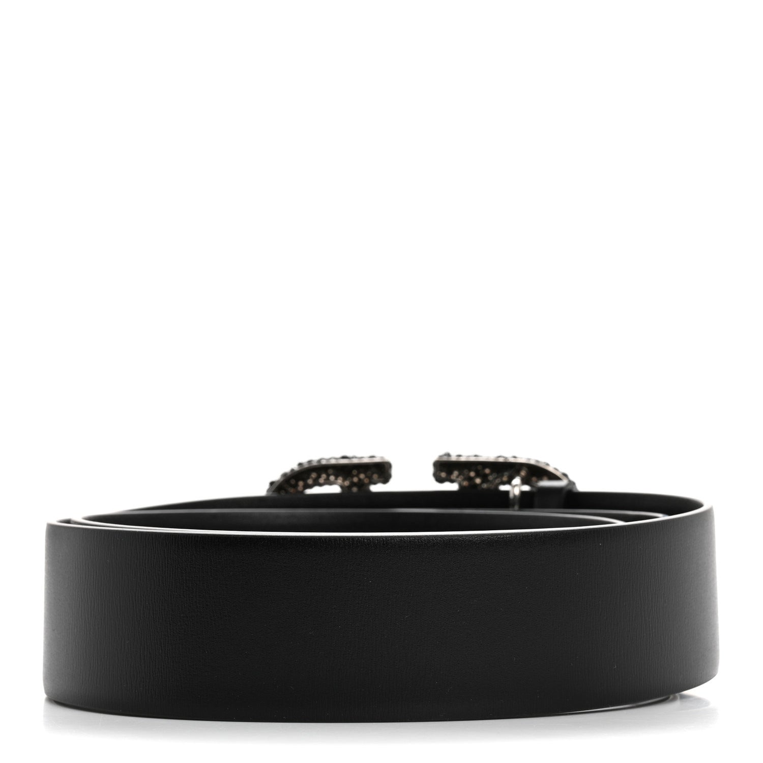 Valentino Garavani Calfskin Crystal VLogo 40mm Belt 85 34 Black 2 of 5