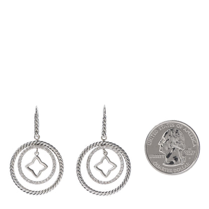 David Yurman Sterling Silver Diamond Quatrefoil Mobile Circle Earrings 2 of 4