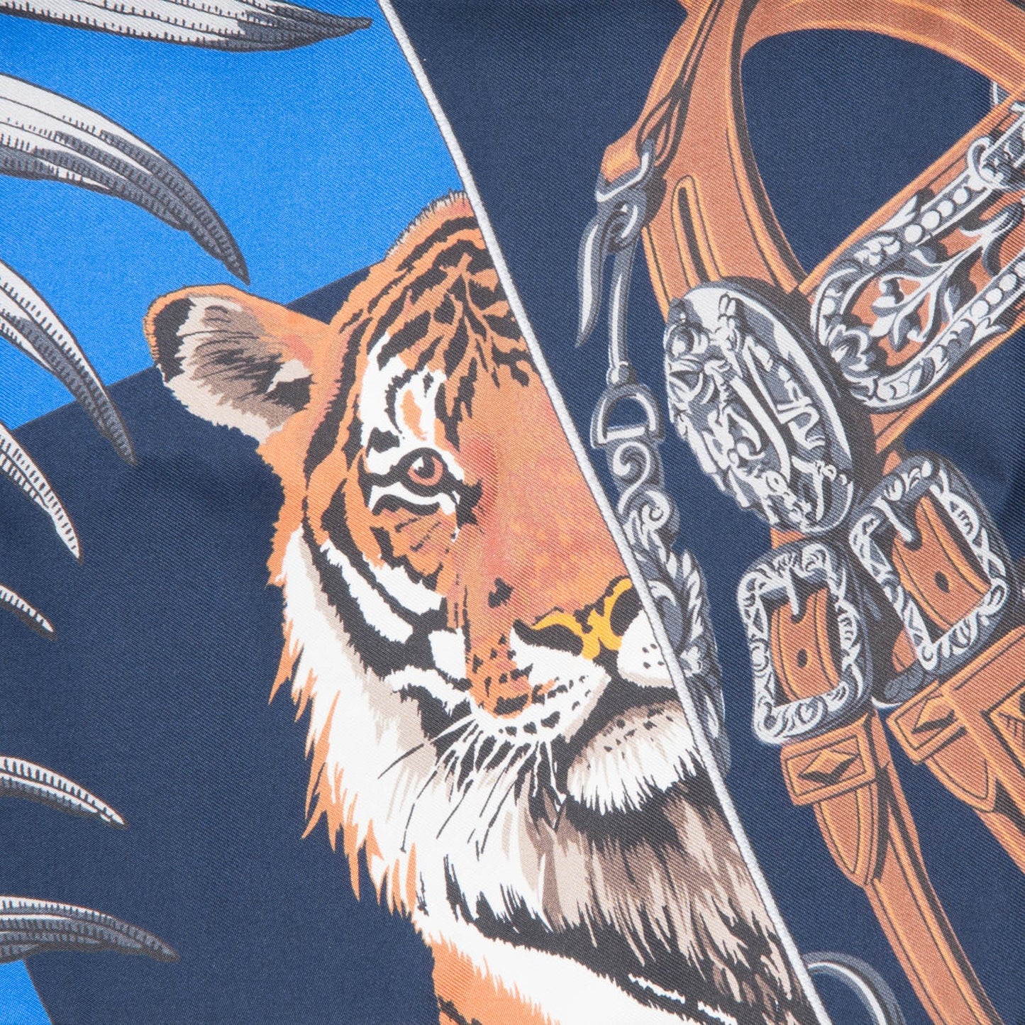 Silk Carre En Carres Maxi Twilly Marine Klein Brun