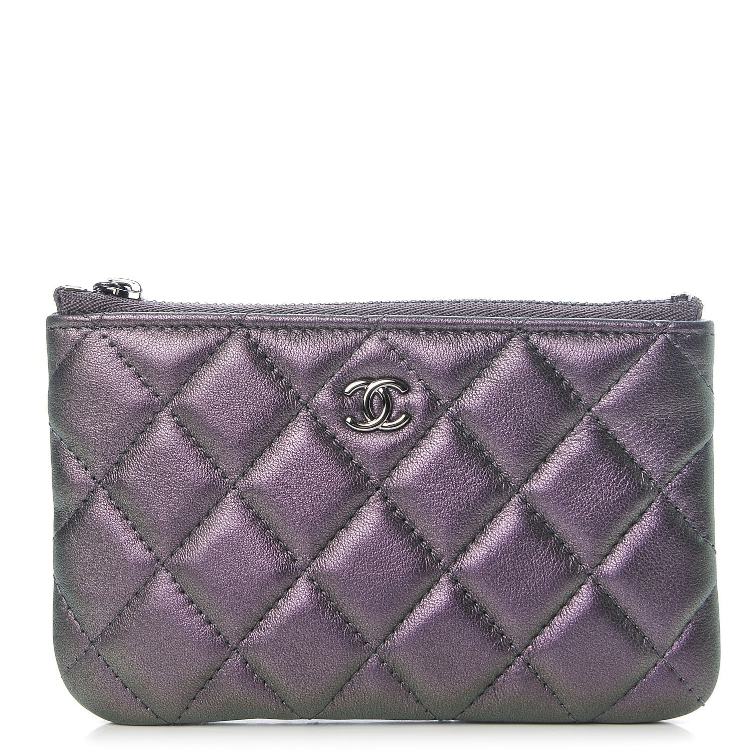 Chanel Metallic Lambskin Small Cosmetic Case Purple 1 of 9