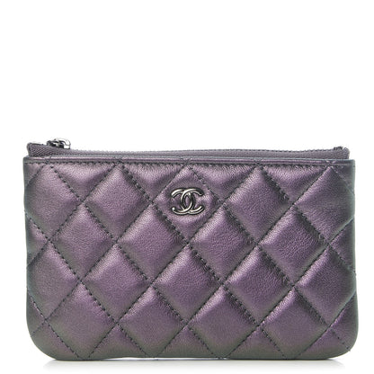 Chanel Metallic Lambskin Small Cosmetic Case Purple 1 of 9