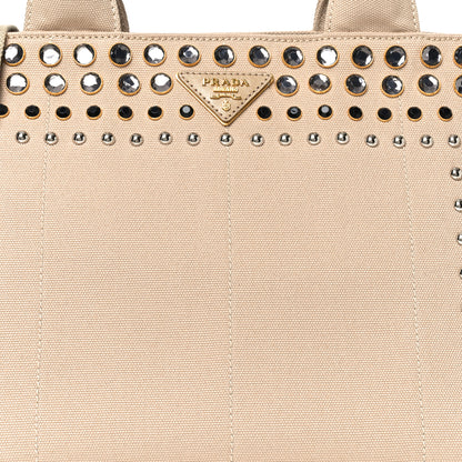 Prada Canapa Crystal Studded Tote Corda 7 of 9