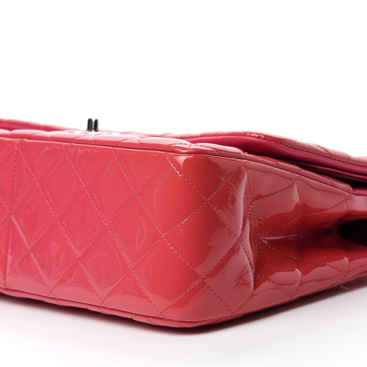 Chanel Patent Quilted Jumbo Double Flap Pink 7 of 10