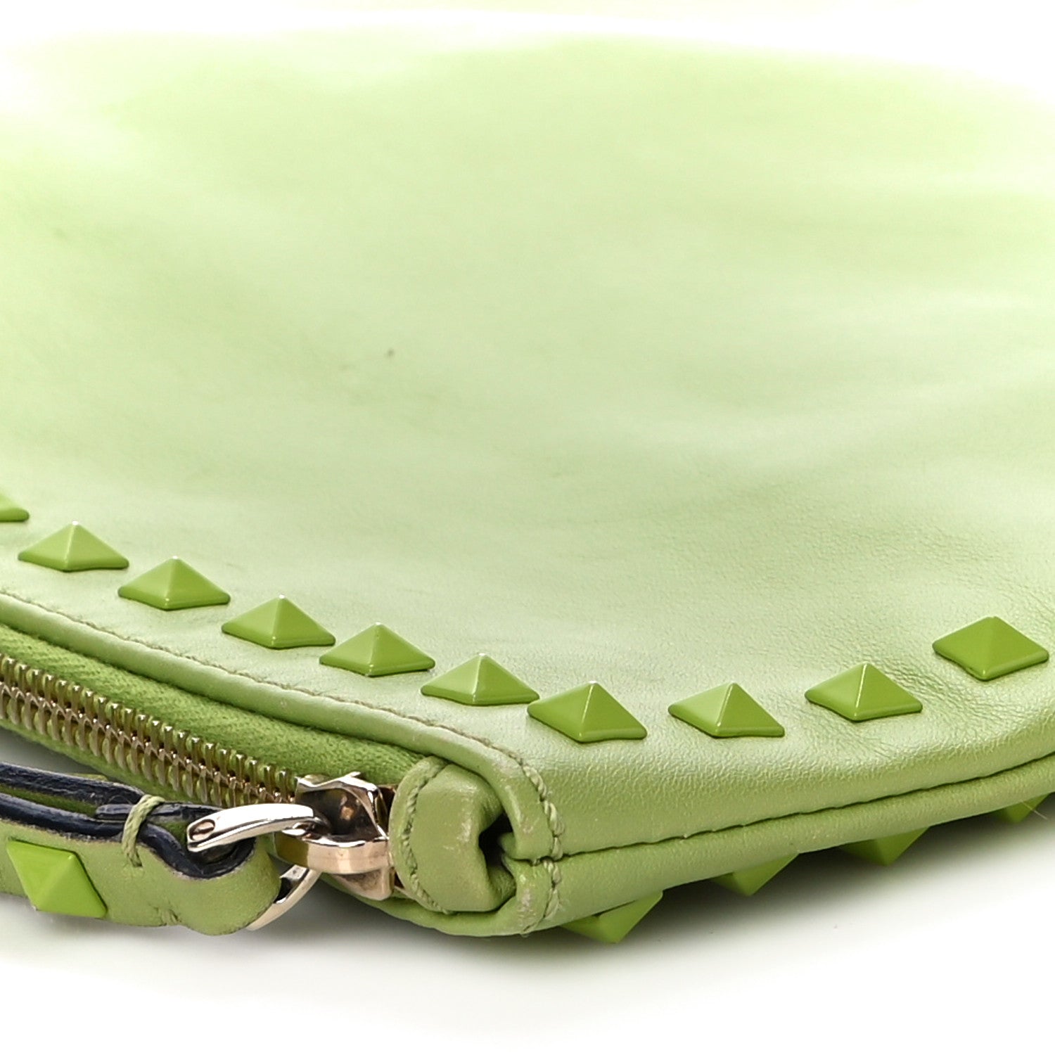Valentino Garavani Vitello Large Rockstud Zip Wristlet Pouch Pop Apple 12 of 16