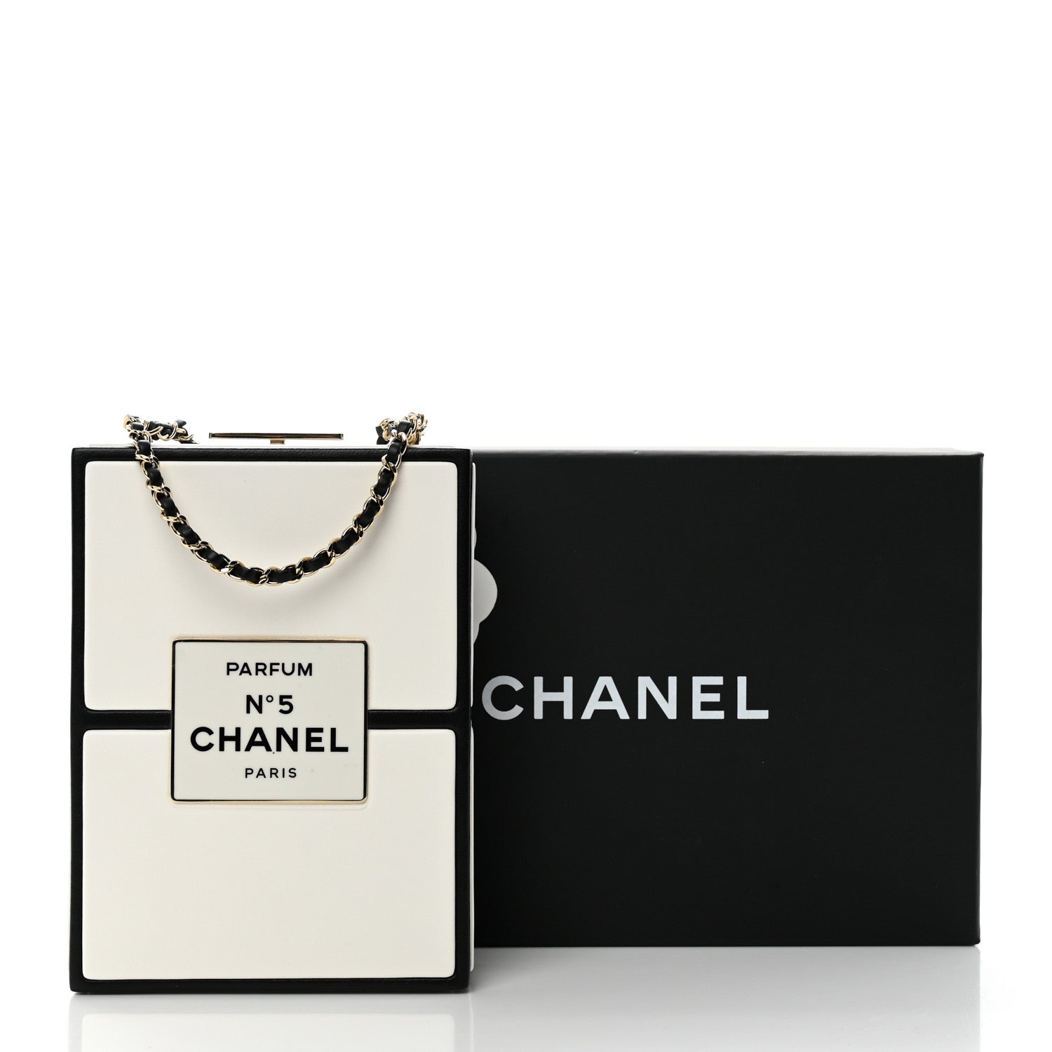 Chanel Lambskin No. 5 Perfume Box Evening Clutch White Black 12 of 12