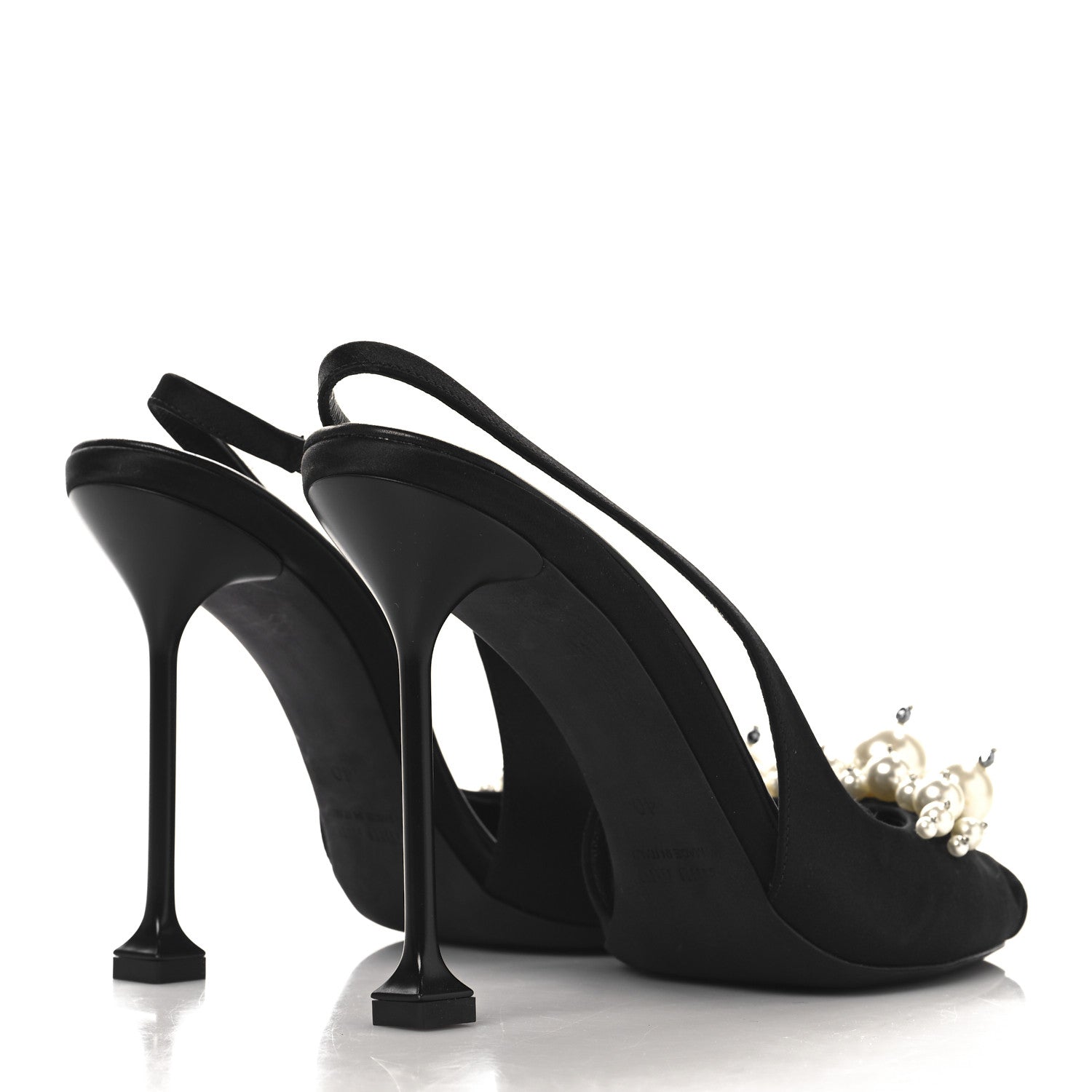Miu Miu Satin Crystal Pearl Slingback Pumps 40 Black 5 of 9