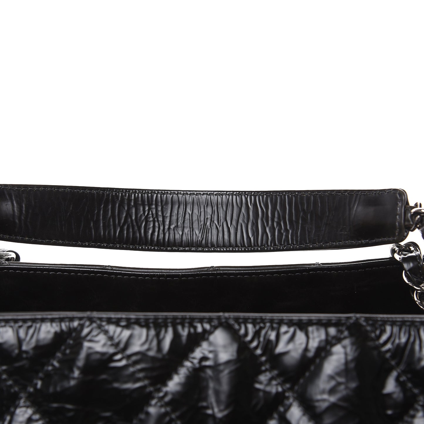 Aged Glazed Nylon Quilted Shopping Tote Dark Grey