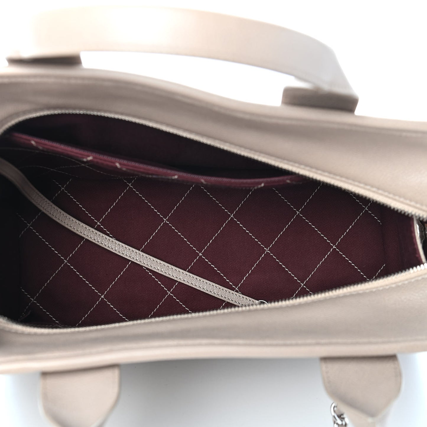 Caviar Quilted Deauville Bowling Bag Beige