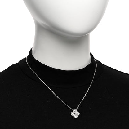 Van Cleef & Arpels 18K White Gold Diamond Vintage Alhambra Pendant Necklace 2 of 6
