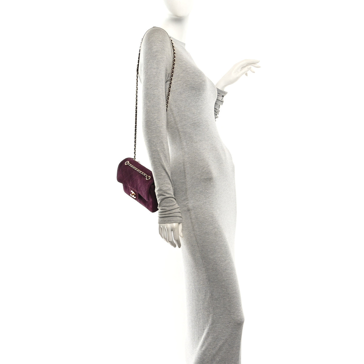 Suede Calfskin Mini Souplissimo Flap Burgundy