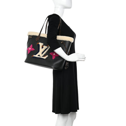 Louis Vuitton Calfskin Monogram Teddy Neverfull MM Black 2 of 10