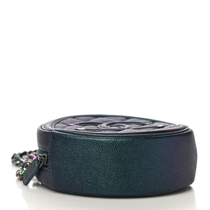 Chanel Iridescent Caviar Quilted Round Filigree Crossbody Dark Turquoise 4 of 10