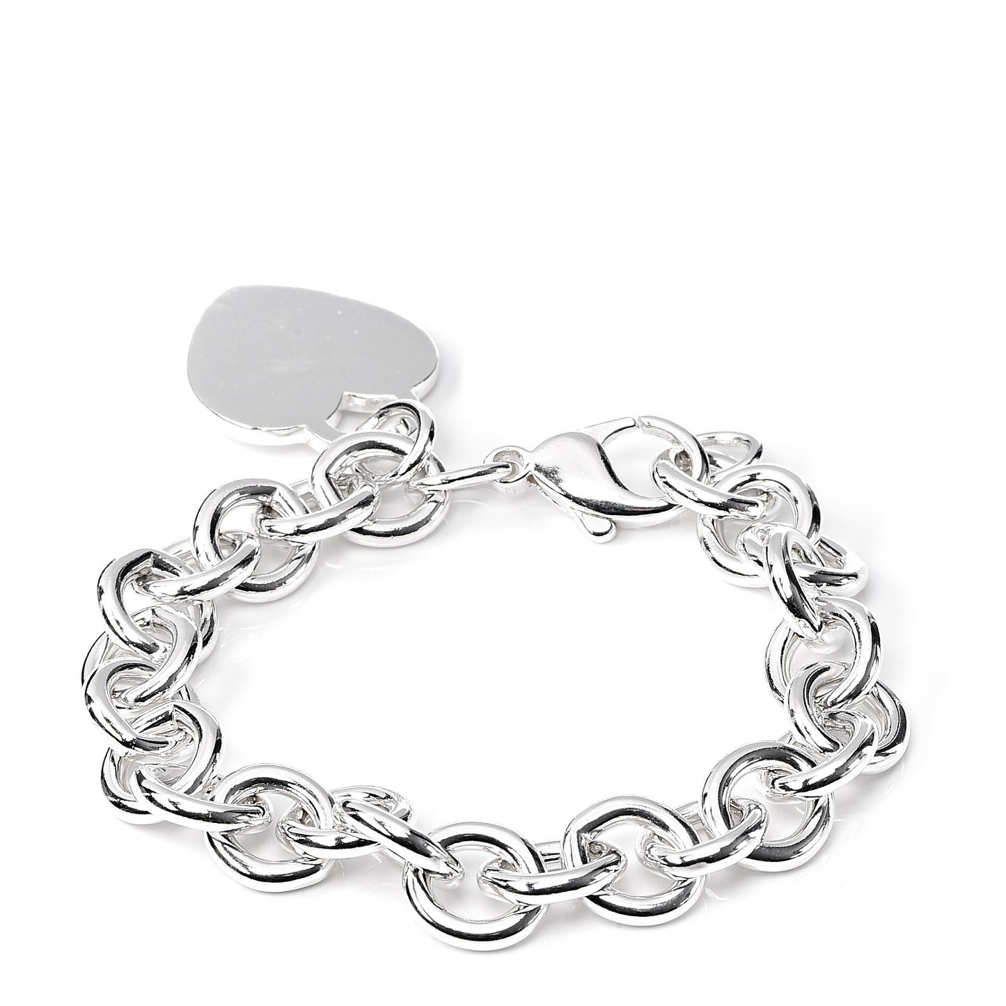 Sterling Silver Heart Tag Charm Bracelet