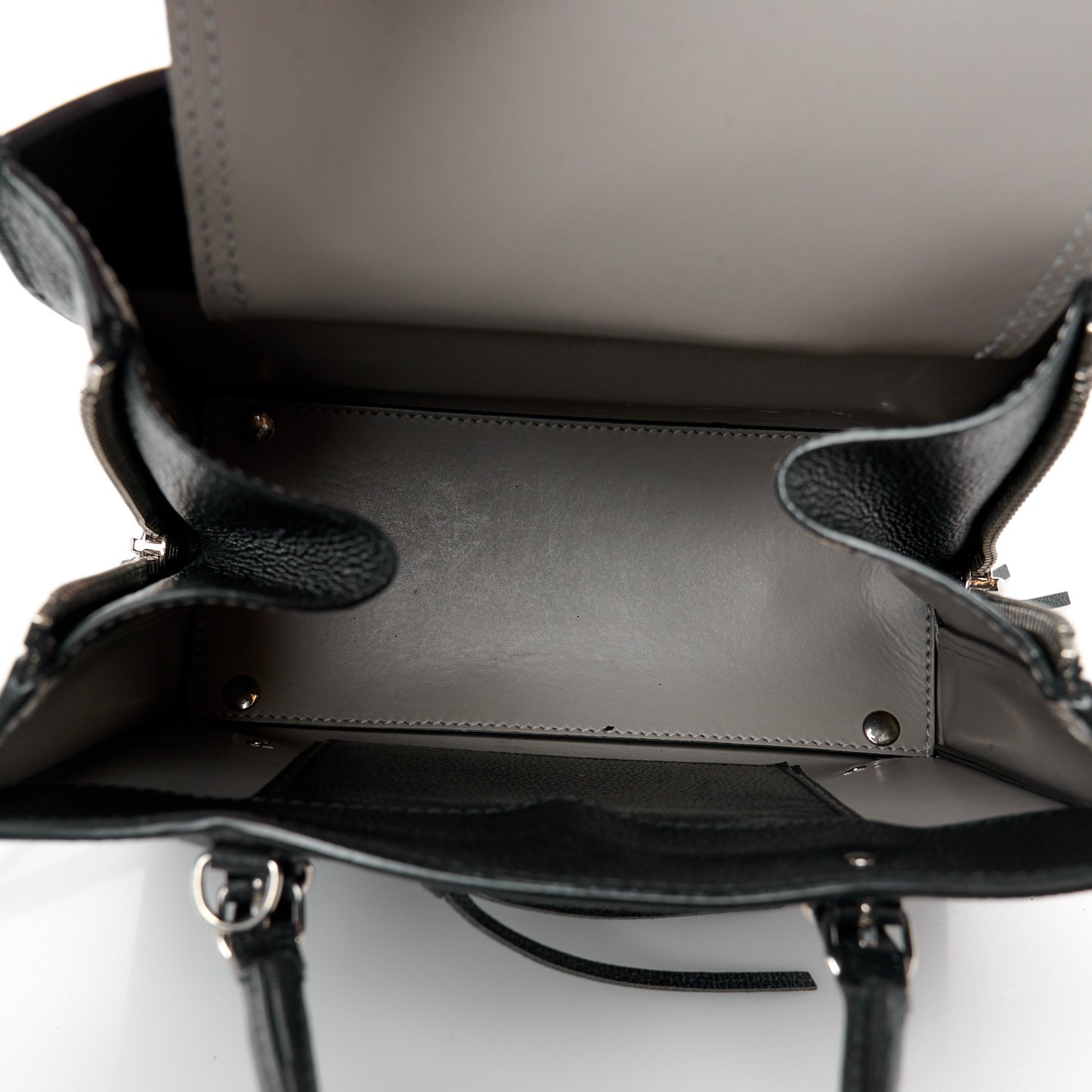 Grained Calfskin Papier Mini A4 Zip Around Tote Black