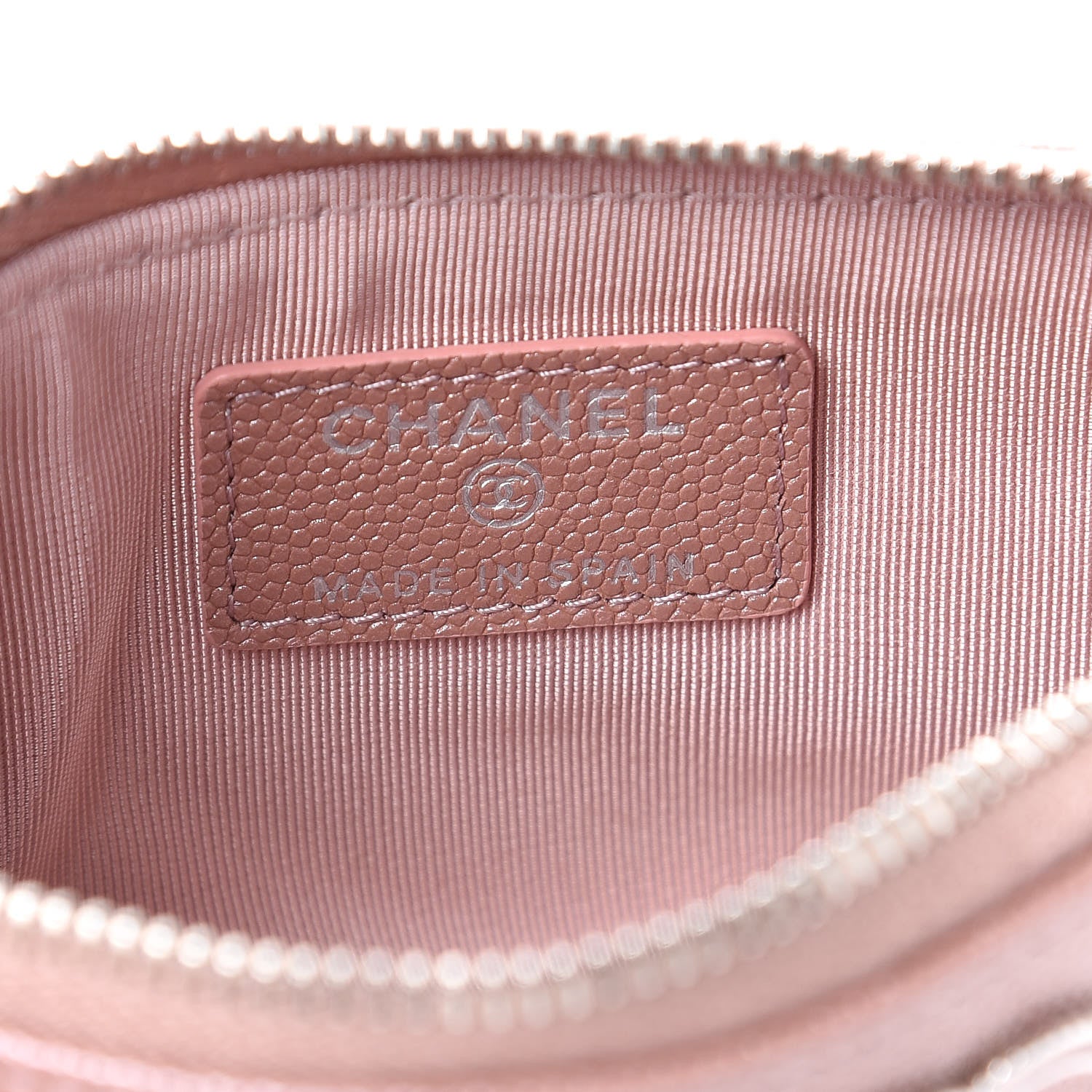 Chanel Metallic Caviar Chevron Quilted Small Vintage Mademoiselle Cosmetic Case Pink 6 of 8