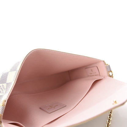 Louis Vuitton Damier Azur Pochette Felicie Chain Wallet Rose Ballerine 5 of 14