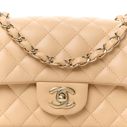 Chanel Lambskin Quilted Mini Rectangular Flap Beige 9 of 12