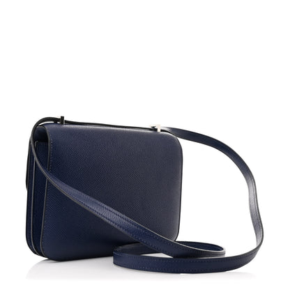 Hermes Epsom Enamel Constance 18 Bleu Saphir Orange Poppy 3 of 17