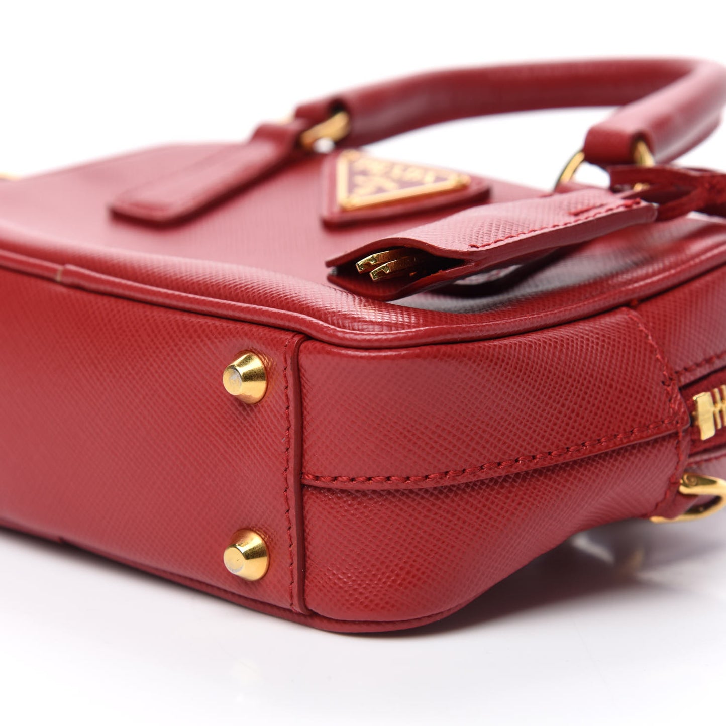 Saffiano Lux Mini Top Handle Crossbody Bag Fuoco
