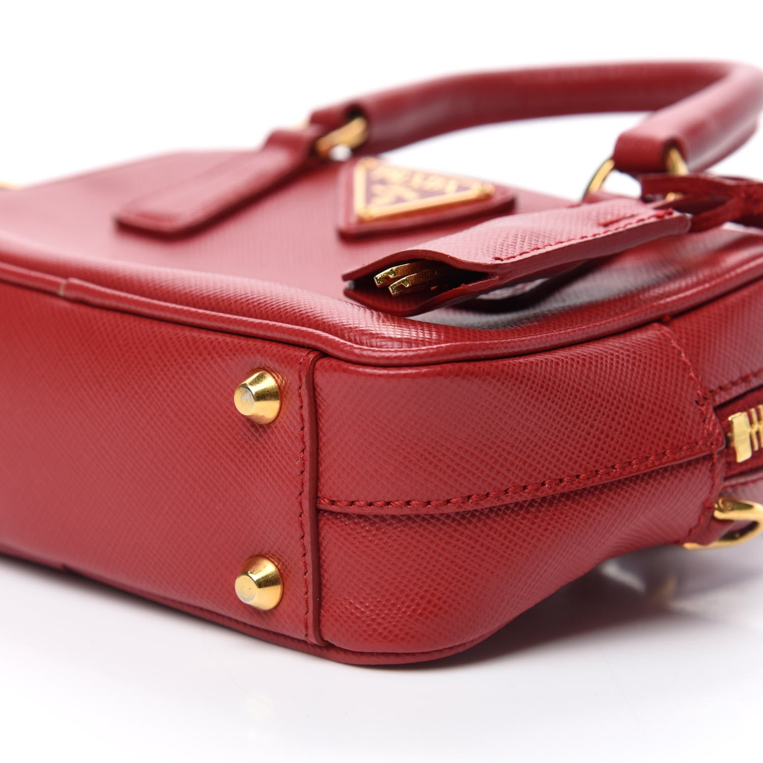 Prada Saffiano Lux Mini Top Handle Crossbody Bag Fuoco 7 of 14