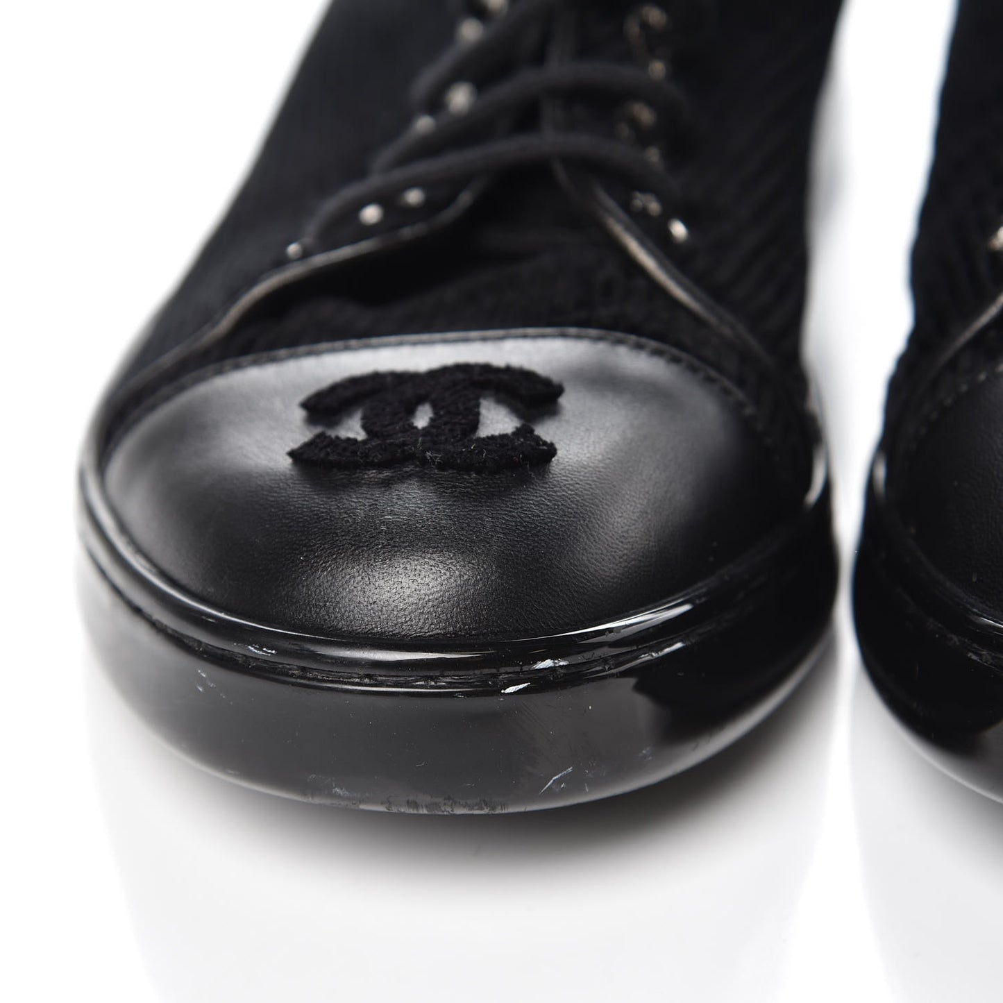 Corduroy Lambskin High Top Sneakers 36.5 Black