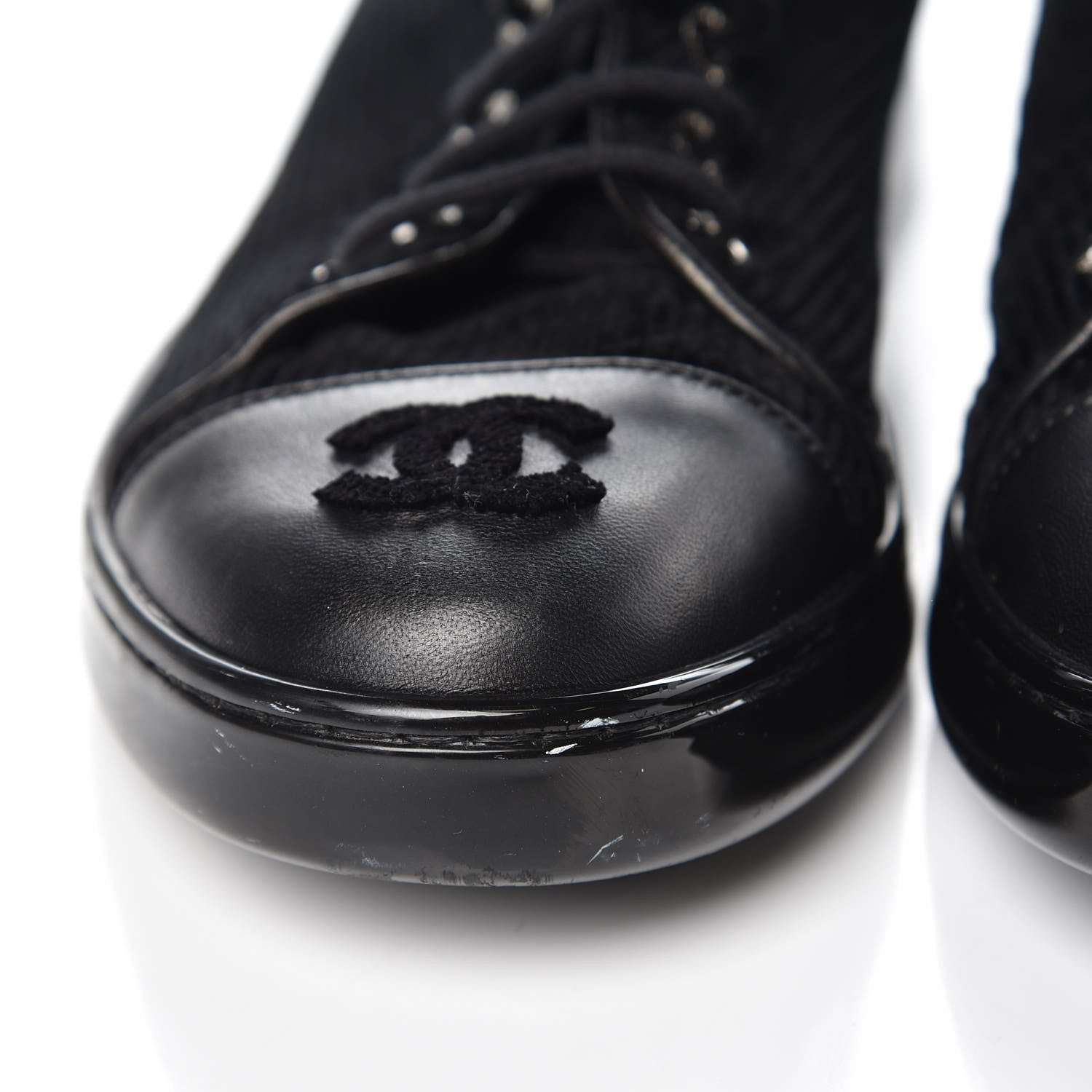 Chanel Corduroy Lambskin High Top Sneakers 36.5 Black 9 of 12