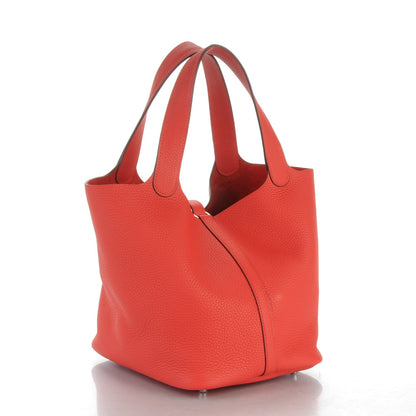 Hermes Taurillon Clemence Picotin Lock 22 MM Rouge Tomate 3 of 7