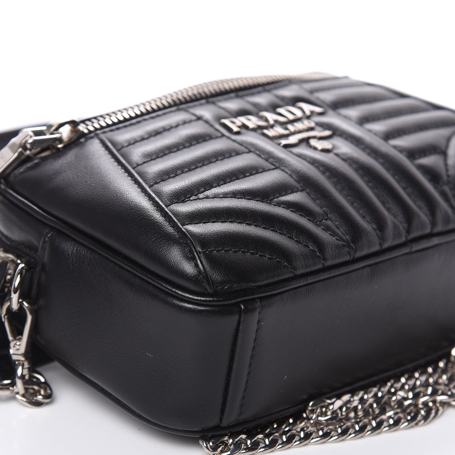 Prada Soft Calfskin Impunture Diagramme Belt Bag Black 8 of 9