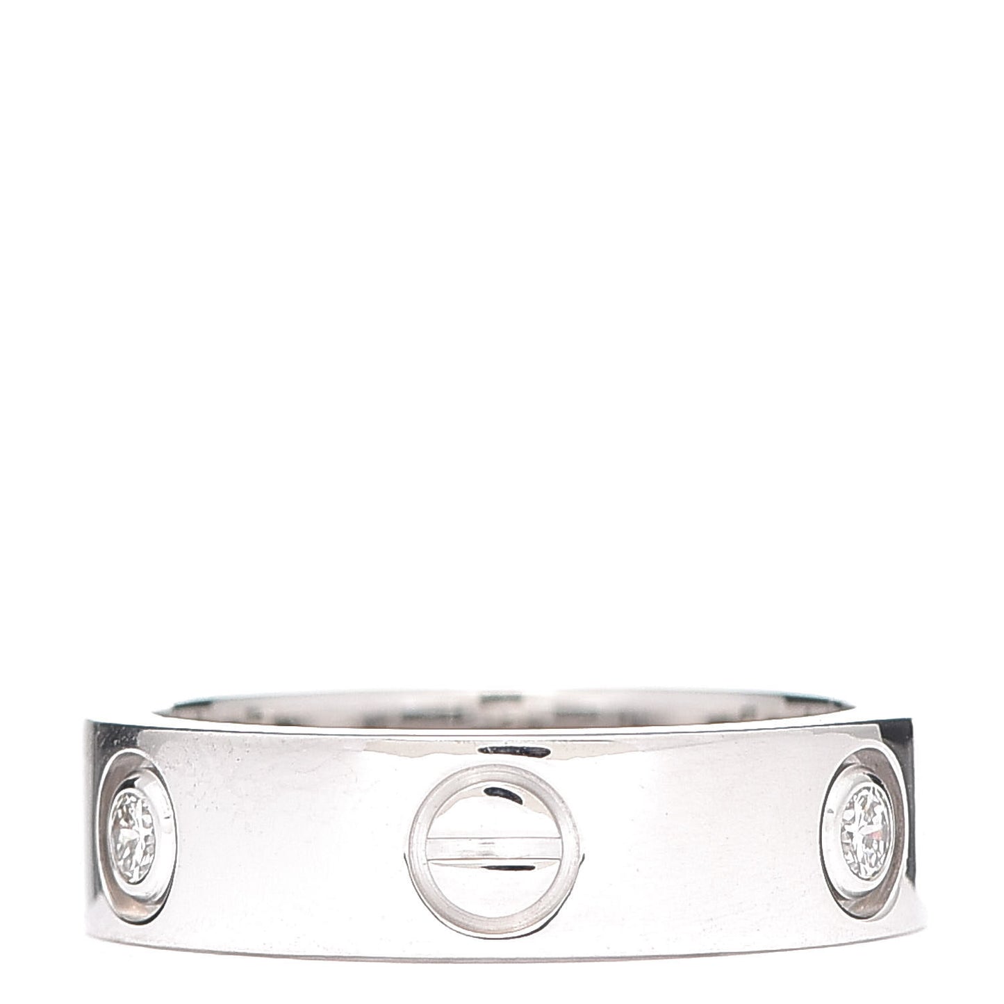 18K White Gold 3 Diamond 5.5mm LOVE Ring 54 6.75
