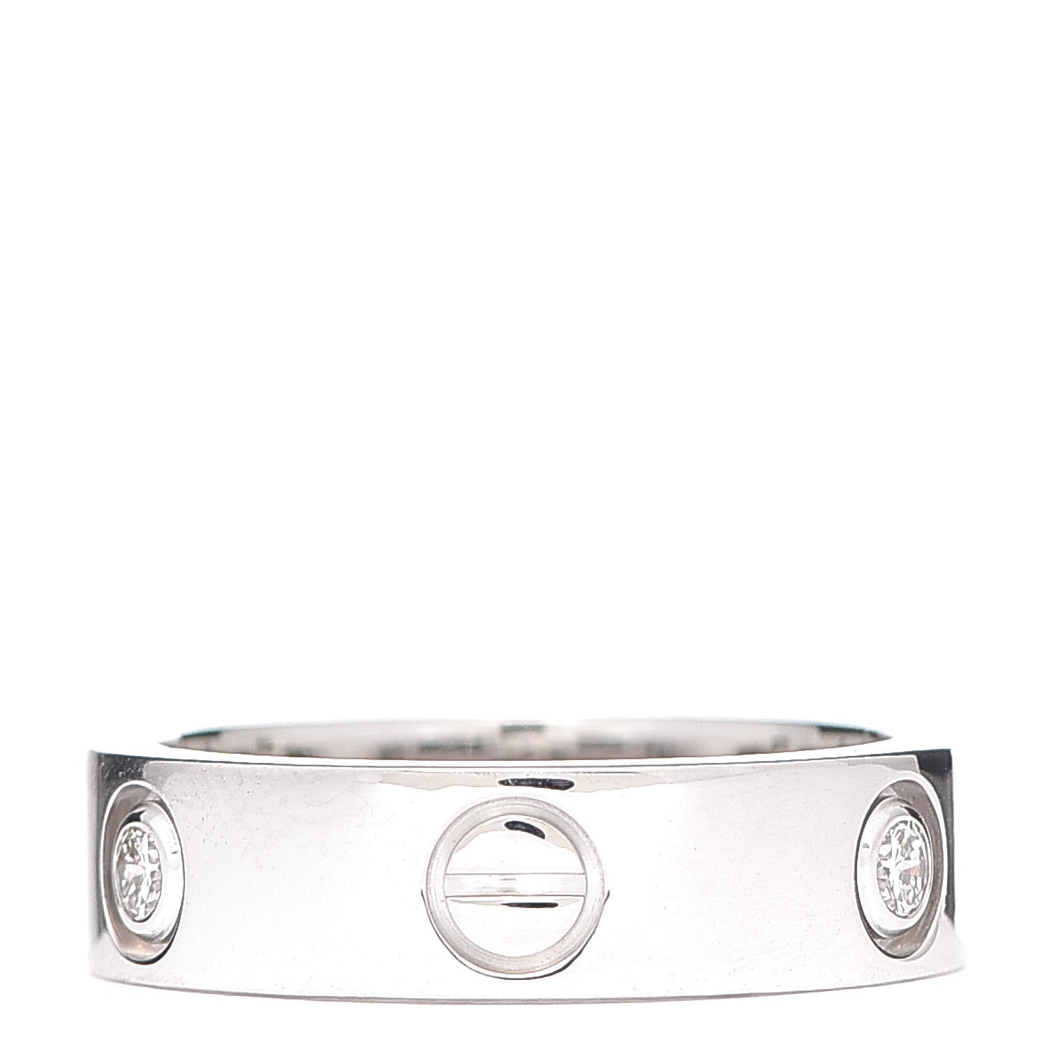 Cartier 18K White Gold 3 Diamond 5.5mm LOVE Ring 54 6.75 3 of 5