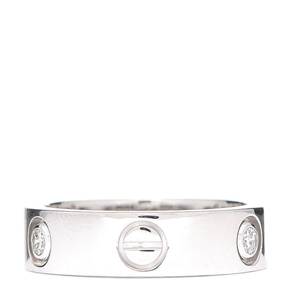 Cartier 18K White Gold 3 Diamond 5.5mm LOVE Ring 54 6.75 3 of 5