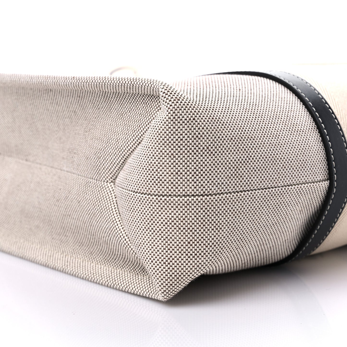 Cotton Calfskin Large Woody Ribbon Tote White Black